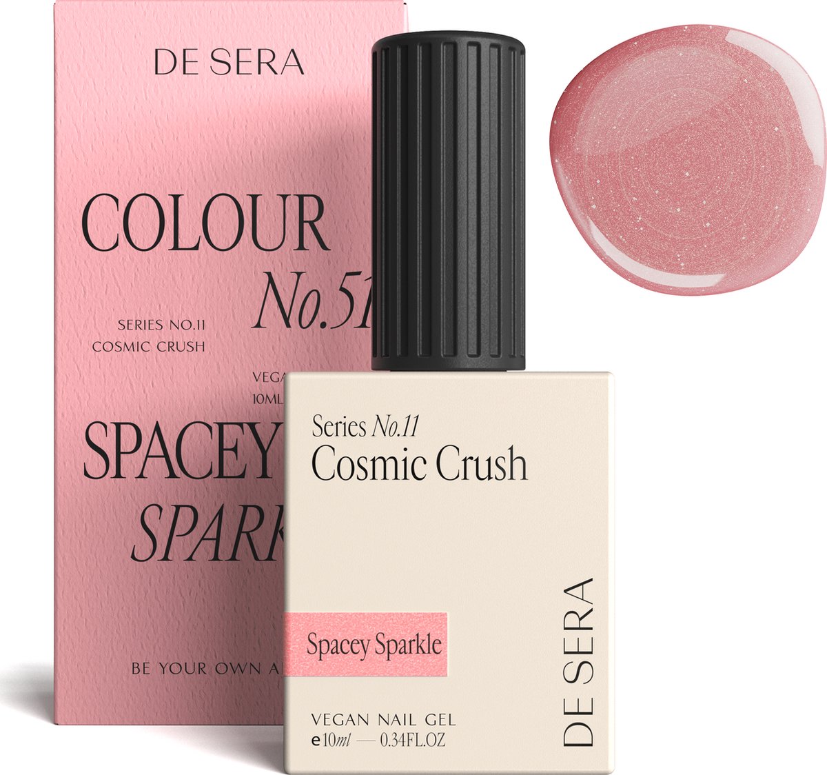 De Sera Gellak - Glitter Roze Gel Nagellak - 10ML - Colour No. 51 Spacey Sparkle