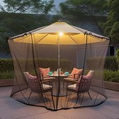 Premium terras-parasol, muggennet (475 x 230 cm), outdoor-insectennet met ritssluiting voor effectieve bescherming tegen insecten