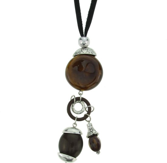 Behave - Lange ketting met keramieke kralen - 72,5 cm - Bohemian stijl sieraden