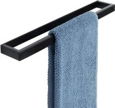 EGJF040-B Towel Rail, No-Drill Black Guest Towel Holder, Wall-Mounted Stainless Steel Bath Towel Holder for Bathroom and Kitchen, 40 cm