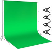 Neewer® - Groen Chromakey Vezel Achtergrondscherm 3x3.6m voor Foto- en Videostudio, Inclusief 4 Achtergrondklemmen, Ideaal voor Portretten en Productfotografie