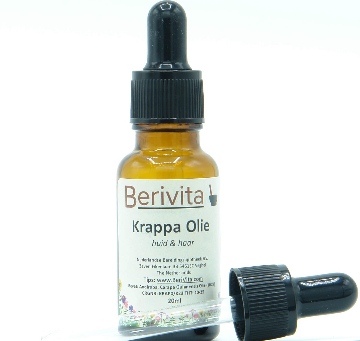 Krappa Olie 20ml Pipetfles - Puur en Koudgeperst - Huid en Haar - Andiroba Oil