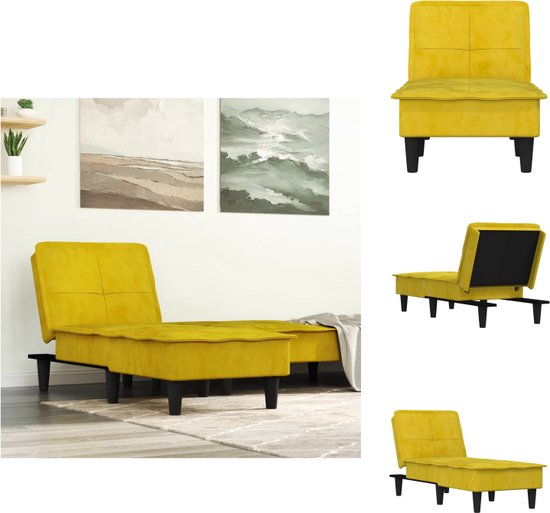 vidaXL Chaise longue réglable - Velours jaune - 55 x 155 x 33 cm - Structure en contreplaqué - Chaise longue