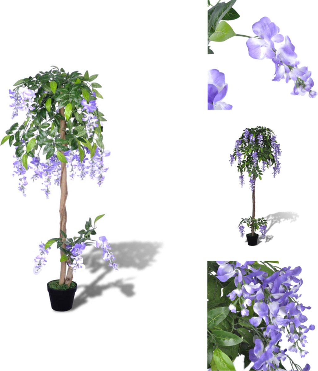VidaXL Blauwe Regen Kunstplant 120 cm 36 bloemtrossen en 630 bladeren Kunstplant