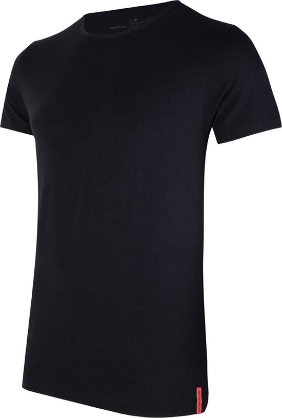 Undiemeister - T-shirt - T-Shirt heren - Slim fit - Korte mouwen - Gemaakt van Mellowood - Ronde hals - Volcano Ash (zwart) - Anti-transpirant - XS
