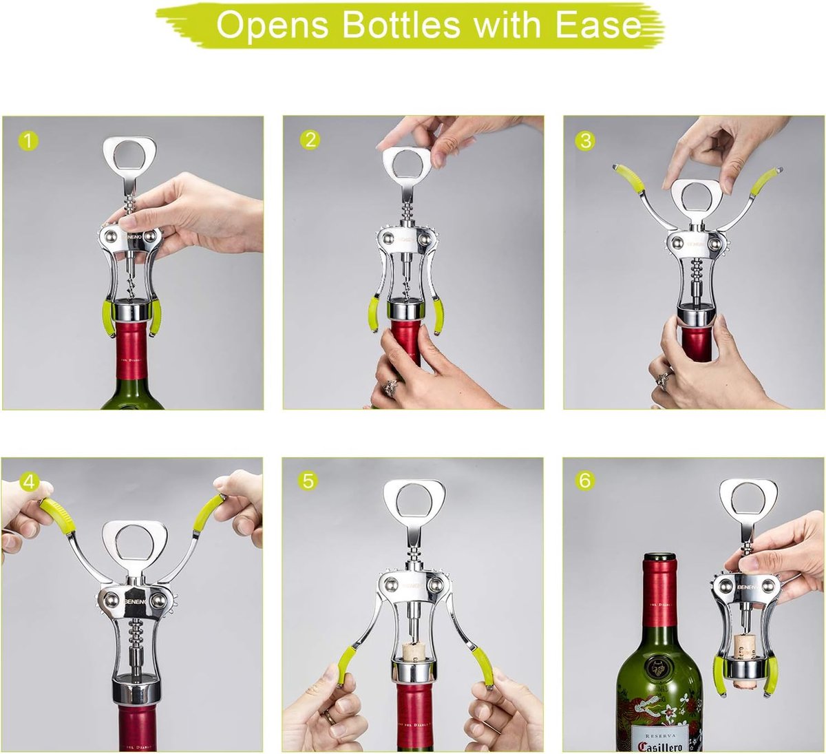 Tire-bouchon à Ailes Kjøk Premium - Ouvre-bouteille Multifonction En Alliage De Zinc Pour Vin Et Bière