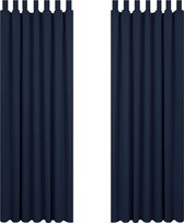 Verduisterende Gordijnen, Kant en Klaar, Ondoorzichtig verduisteringsgordijn met Lussen voor Raam, Slaapkamer, 140x175 cm (B x H), Marineblauw, set van 2