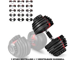Verstelbare Dumbbell 24 KG | Aanpasbare Halter Gewichten | 15 Dumbbells in 1 | 2.5 t/m 24 KG Gewichtsbereik | Ruimtebesparende Halterset | Eenvoudig Gewicht Wisselen | PREMIUM Kwaliteit | Ideaal voor Home Fitness Gym / Thuis Sporten & Krachttraining