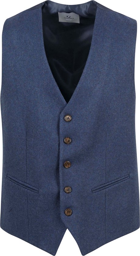 Suitable - Gilet Tweed Mid Blauw - Heren - Maat 54 - Modern-fit