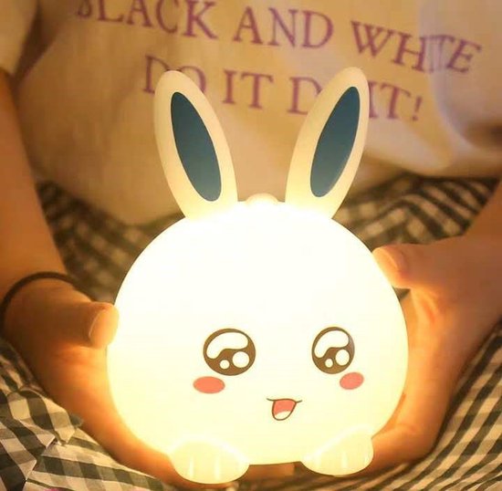 USB Oplaadbaar Nachtlampje Konijn-Verlichting - Leeslamp - Tafellamp - Bedlamp voor Baby, Kinderen & Volwassenen - Dimbaar - Touch Control