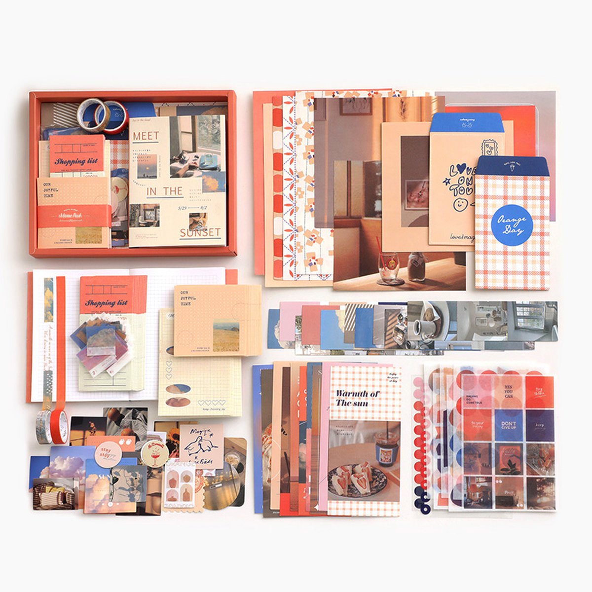Simno Bullet Journal Set - 155 x stuks - Notitieboek A6 - Accesoires - Stickers - Sjablonen - Producten - Washi Tape - Scrapbook album - Oranje