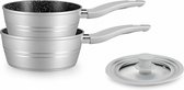 Royalty Line RL-FS2M: 3 Pieces Saucepan Set with Marble Coating Black