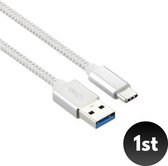 RijkseDreams - Usb A naar Usb C kabel - Stevig Gevlochten Materiaal - 3.0 USB - 1,5 Meter -Usbc - usba - usb c kabel - usb a kabel - Zilver Grey