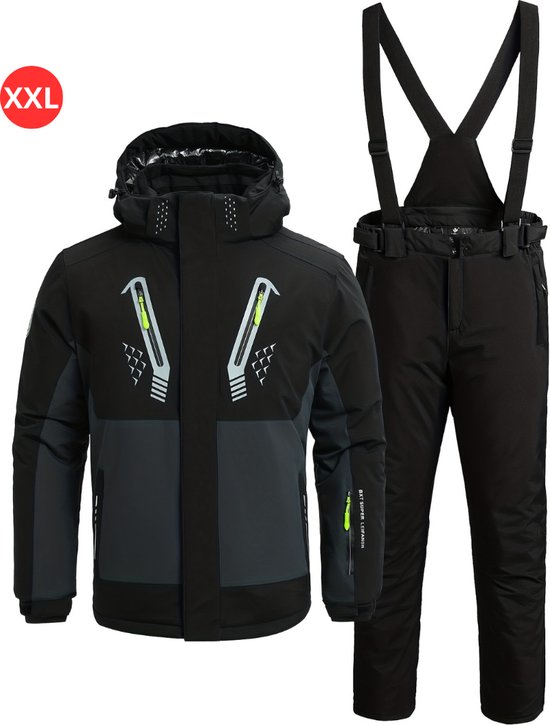 Foto: Livano skipak skibroek skijas ski suit wintersport heren 2 delig zwart winter maat xxl