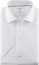 OLYMP Luxor 24/7 modern fit overhemd - korte mouw - Dynamic Flex - wit - Strijkvriendelijk - Boordmaat: 45