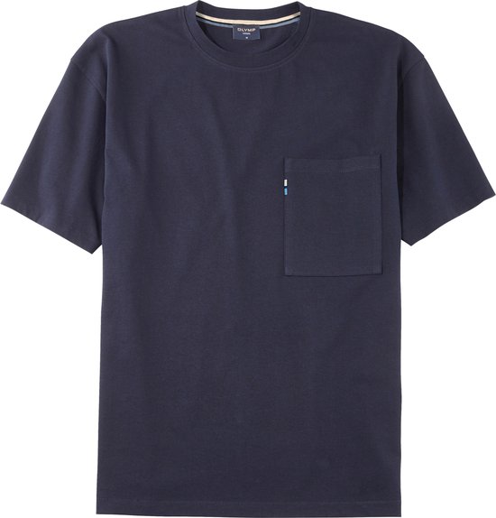 OLYMP Casual modern fit T-shirt - marineblauw - Maat: L