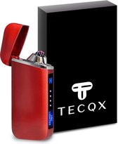 TECQX Elektrische Plasma Aansteker Flex - Oplaadbaar USB - Wind en Storm Bestendig - Vuurwerk Aansteker - Double Arc - Sigaretten Aansteker - BBQ - Rood