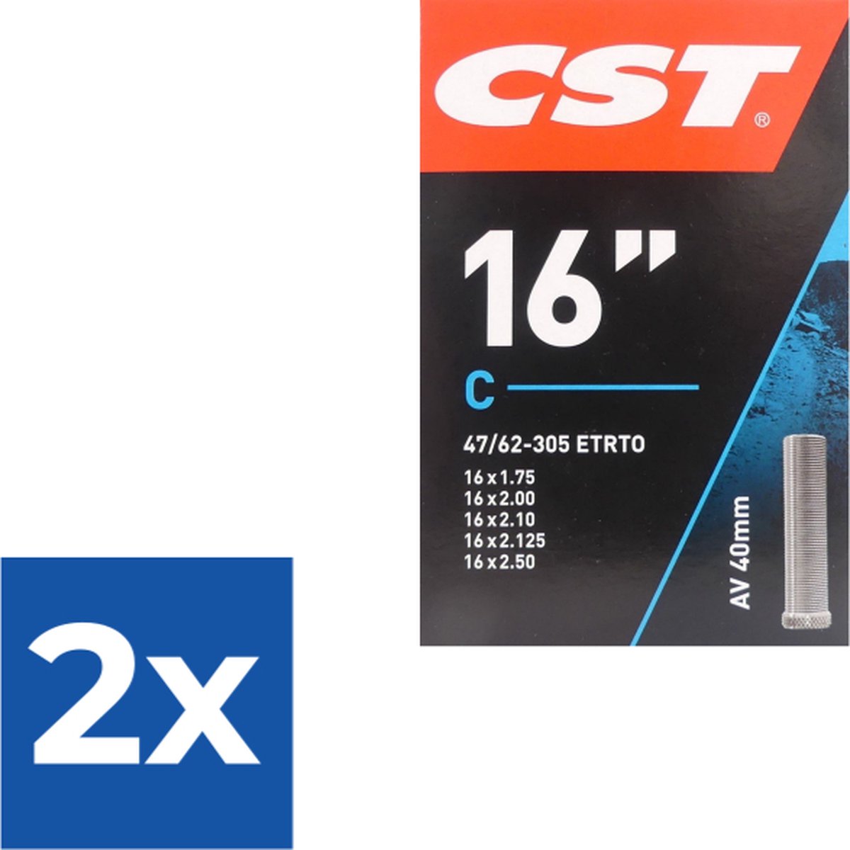 Binnenband CST AV40 16x 1.75 / 47/62-305 - Voordeelverpakking 2 stuks