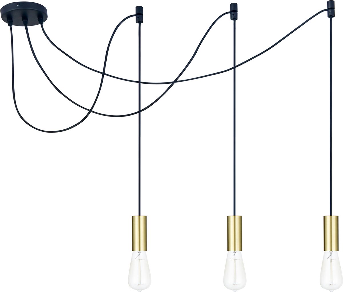 LETT® Cera 3 Hanglamp Eettafel - Ø 4 cm - 3xE27 - Goud Messing