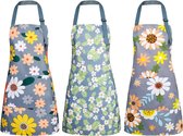 3 Stuks Bloemen Schorten met Zak Bloeiende Vrouwen Schorten Waterdichte Verstelbare Kookschorten voor Keuken Tuin Salon, veelkleurig