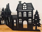 Kerstversiering Tafelversiering Raamversiering voor Staande Versiering Huis Silhouet Opvouwbaar 60 x 16 cm Zwart Hout