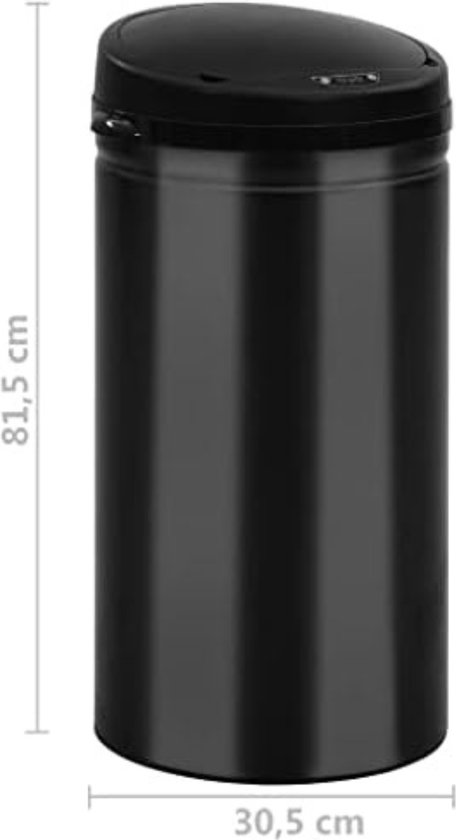 MONZANA® Automatische Prullenbak Met Sensor 30l Rond 30x53cm Led-display USB-kabel Waterdicht Vuilnisbak Zwart