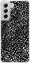 Casimoda® hoesje - Geschikt voor Samsung Galaxy S21 FE - Black Dots - Shockproof case - Extra sterk - Siliconen/TPU - Zwart, Transparant