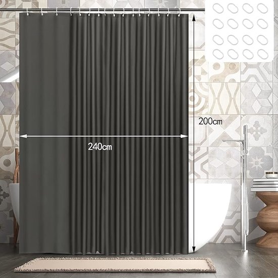Douchegordijn, waterdicht, schimmelwerend, wasbaar douchegordijn, zwaar badgordijn van... bol