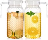 Lot de 2 pichets en acrylique de 1 litre avec couvercle, sans BPA, carafe à eau transparente, incassable pour lait, jus, thé glacé, limonade au citron.