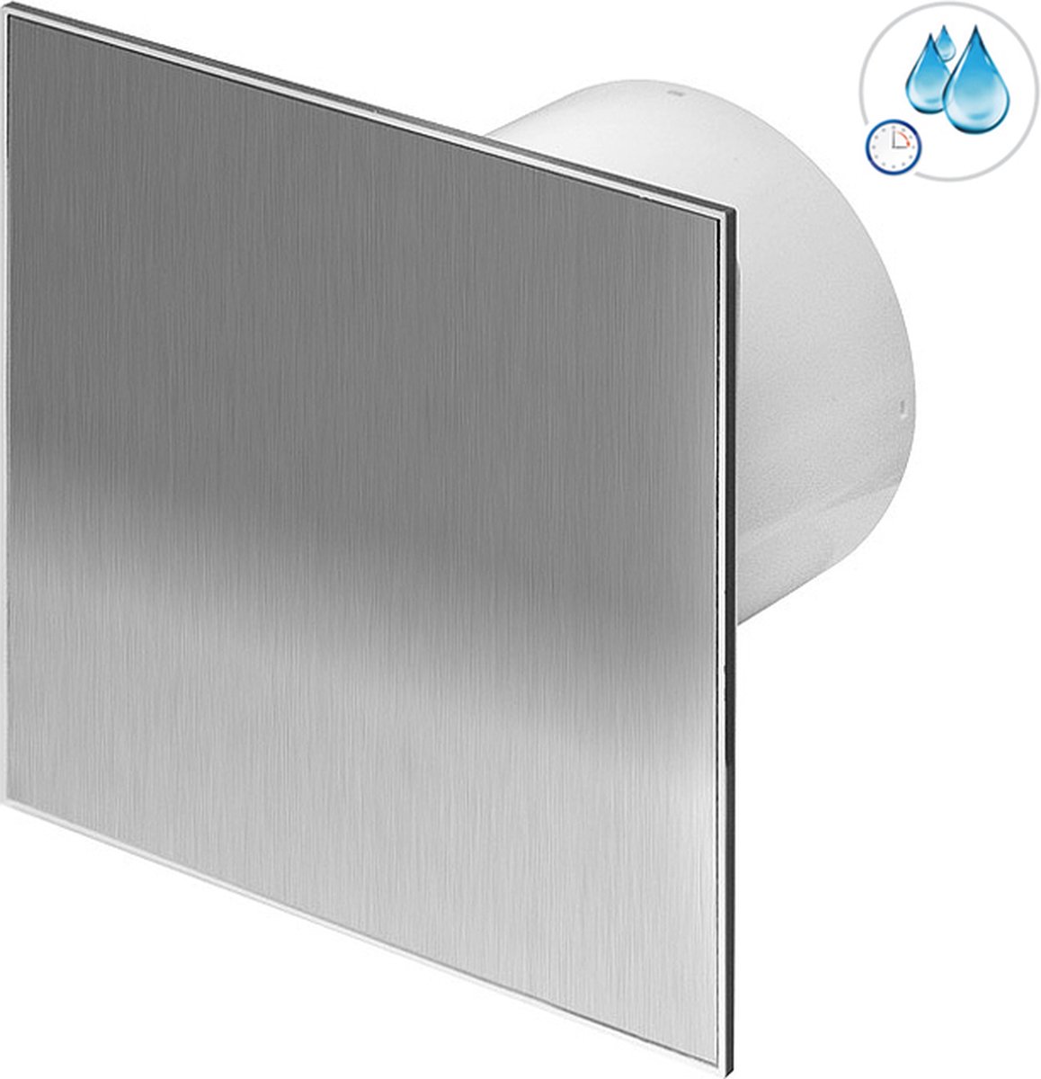 Badkamerventilator SILENT Ø125 mm - 145 m³/h - Timer en vochtsensor - RVS