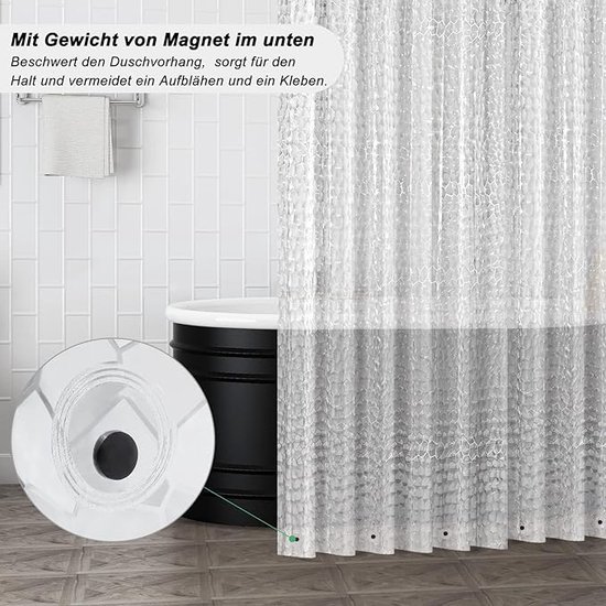 Douchegordijn 240 x 200 cm met aan de onderkant, Eva badgordijn,... bol