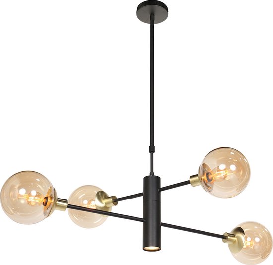 Lampe à suspension Steinhauer Constellation – ø 90 cm – Rotative, réglable en hauteur (après installation) – E27 + GU10 – laiton et noir
