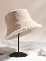 F I K A - Bucket Hat - Beige - Reversible - Teddy - Corduroy - Rib - Dames - Winter - Fashion