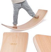 Playos® - Houten Balansbord - tot 200 kg - Kinderen en Volwassenen - 82 x 30 cm - Wiebelbord Peuters - Balanceerbord - Balance Board - Montessori Speelgoed