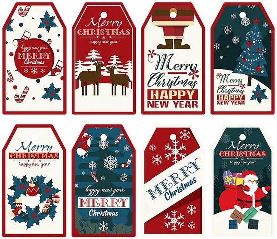 Kerst cadeaulabels - naamlabels - labels karton - kerstcadeau - kerstkado - mistletoe - 16 stuks incl. touw