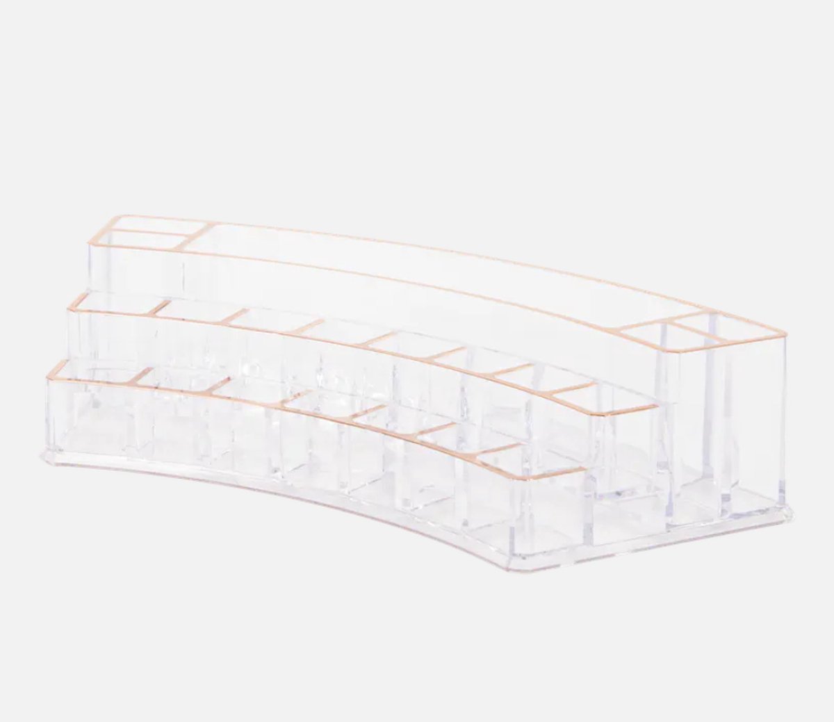 Make-up-organizer - 28x12x7 cm - Gouden rand - Transparant