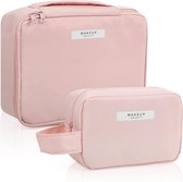 2 stuks cosmetische tas voor vrouwen en meisjes, roze, roze