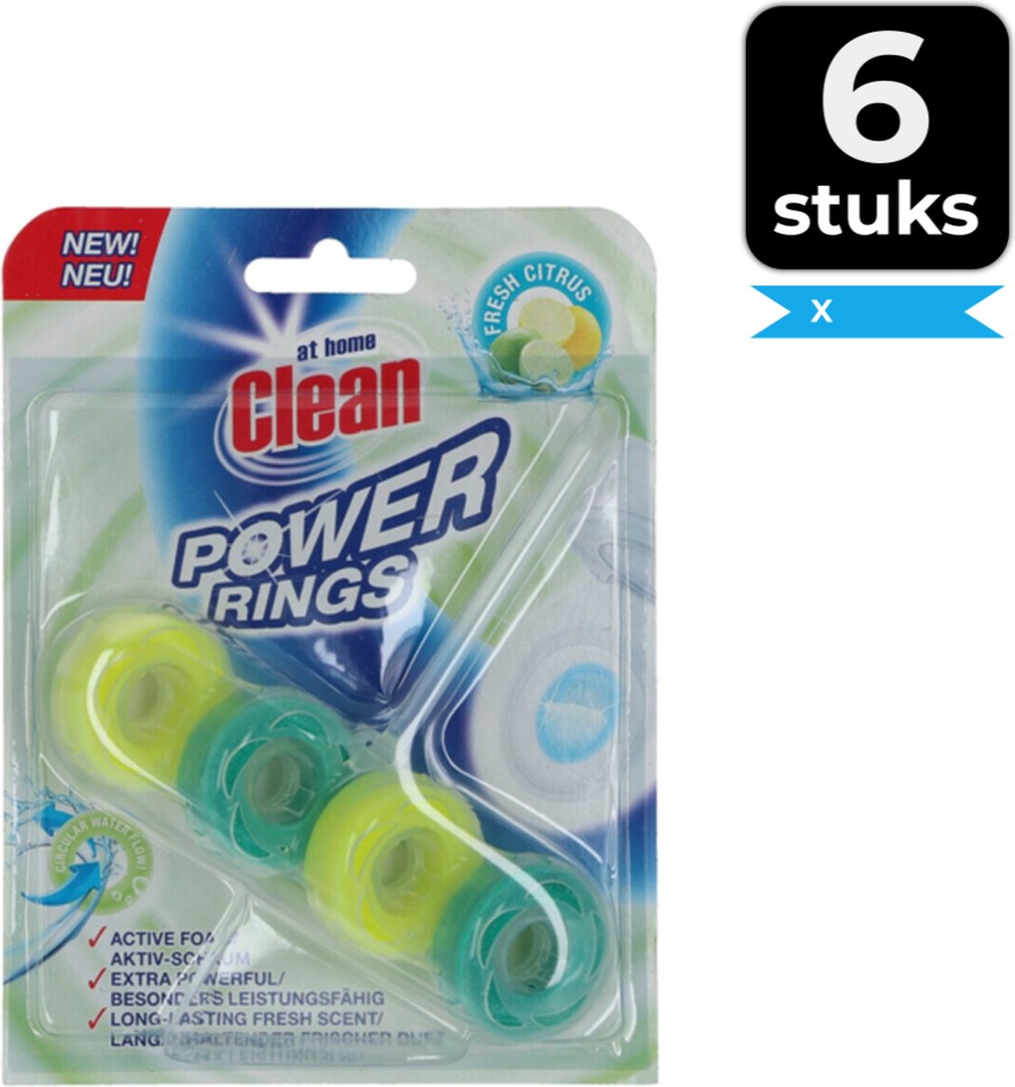 Goedkoopste At Home Toiletblok Power Rings Fresh Citrus 40 gr - Voordeelverpakking 6 stuks