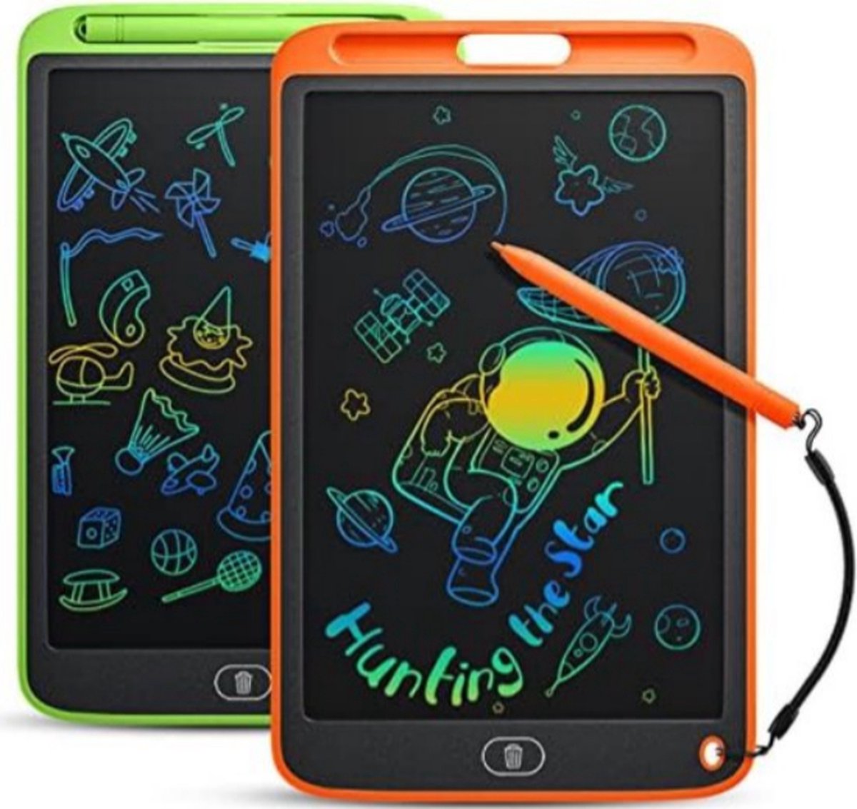Tekentablet Kinderen - Tekentablet Met Scherm - Grafische Tablet - set van 2 - Groen|Oranje - 10inch