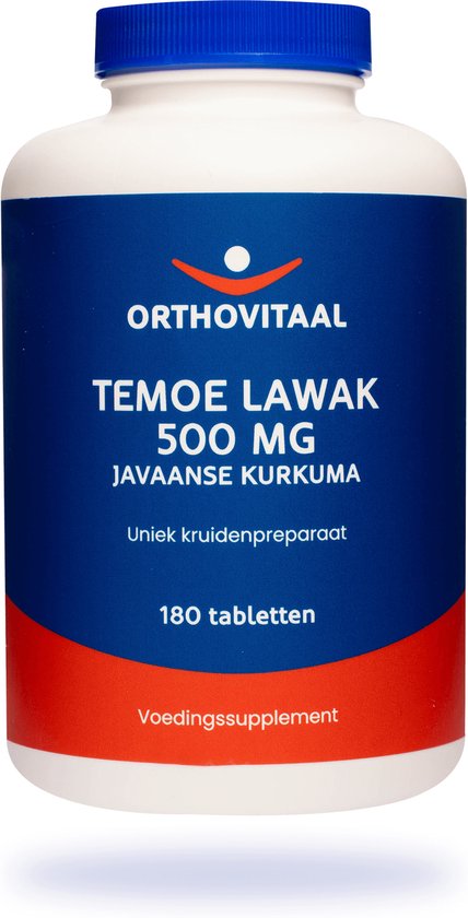 Foto: Orthovitaal temoe lawak 500 mg 180 tabletten javaanse kurkuma plantenextracten vegan voedingssupplement