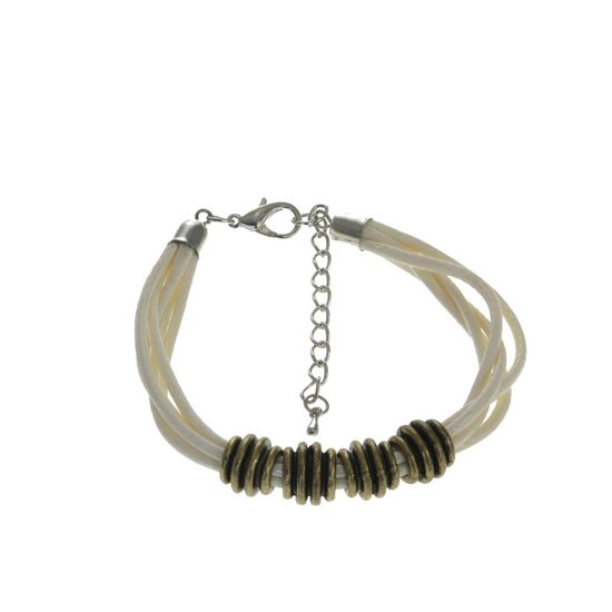 Bracelet Behave beige avec perles dorées 18 cm