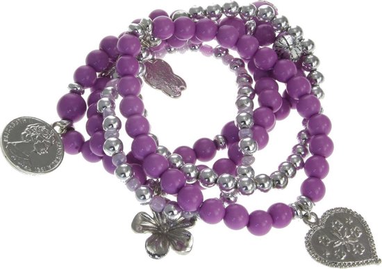 Behave Perles bracelet charms violet 17 cm
