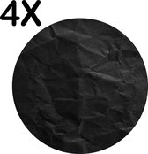 BWK Flexibele Ronde Placemat - Afbeelding van Zwart Gekreukt Papier - Set van 4 Placemats - 40x40 cm - PVC Doek - Afneembaar