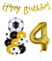 Cijfer Ballon 4 | Snoes Champions Voetbal Plus - Ballonnen Pakket | Goud en Zwart