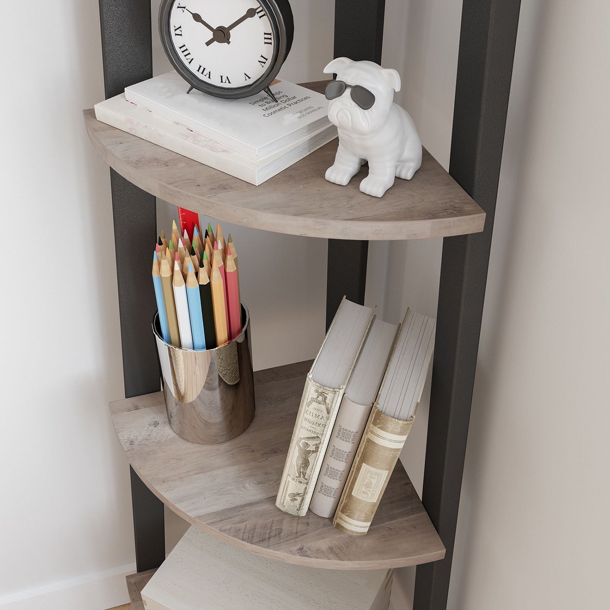 Hoekplank – 4 planken – Houtkleur
