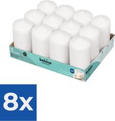 12 stuks Bolsius witte stompkaarsen 130/70 (43 uur) - Voordeelverpakking 8 stuks