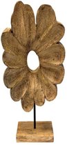 Beeld - hout beeld - bloem op standaard - by Mooss - Hoog 55 cm