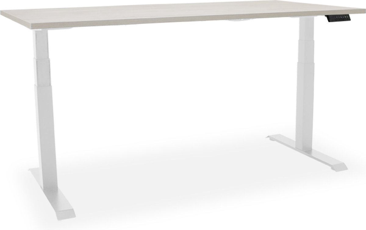 Officetopper Elektrisch zit-sta bureau Essential NPR - 160x80cm - light oak/wit