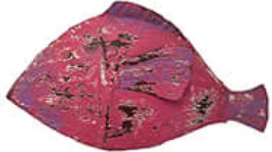 Beeld - gerecyled metaal - ijzeren vis roze - by Mooss - 34 x 16.5 cm