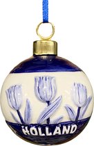 Pendentif pour sapin de Noël, boule de Noël hollandaise, tulipes en bleu de Delft